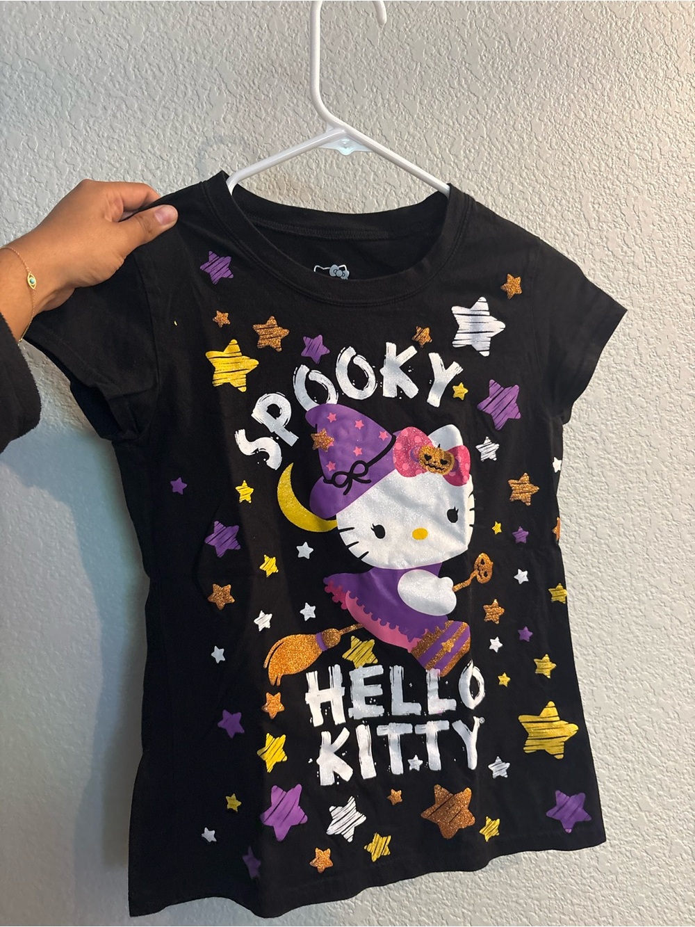 Y2K Hello Kitty Black Tee with Sparkly Hello Kitty design